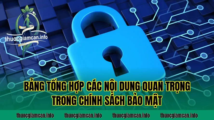 Bảng tổng hợp các nội dung quan trọng trong chính sách bảo mật