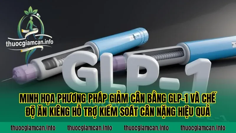 Minh họa phương pháp giảm cân bằng GLP-1 và chế độ ăn kiêng hỗ trợ kiểm soát cân nặng hiệu quả